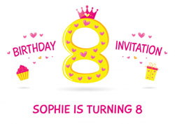 8th princess birthday party invitations