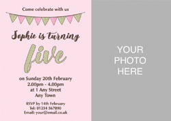 pink 5th photo party invitations