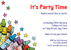 colourful crayons party invitations