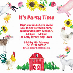 farm animals party invitations