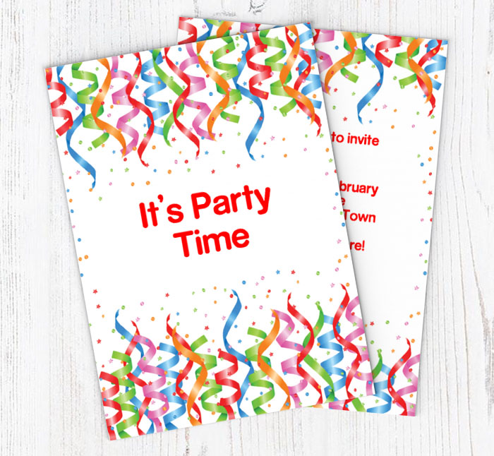 Streamers Party Invitations | Personalise Online Plus Free Envelopes ...