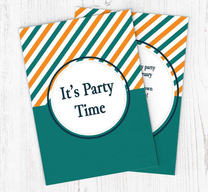 Orange and Green Stripes Party Invitations | Personalise Online Plus ...