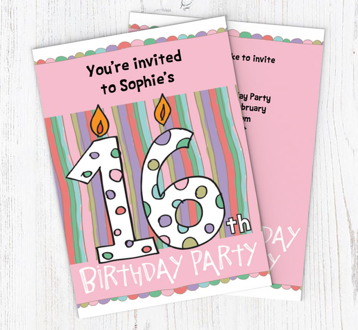 16th Birthday Candle Party Invitations | Personalise Online Plus Free ...